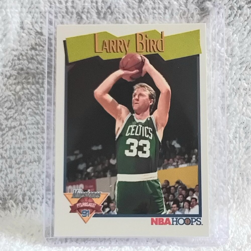 5/$20 Mint 1991 NBA Hoops Larry Bird Milestone PTS/RBS/ASST NBA Card 314!!